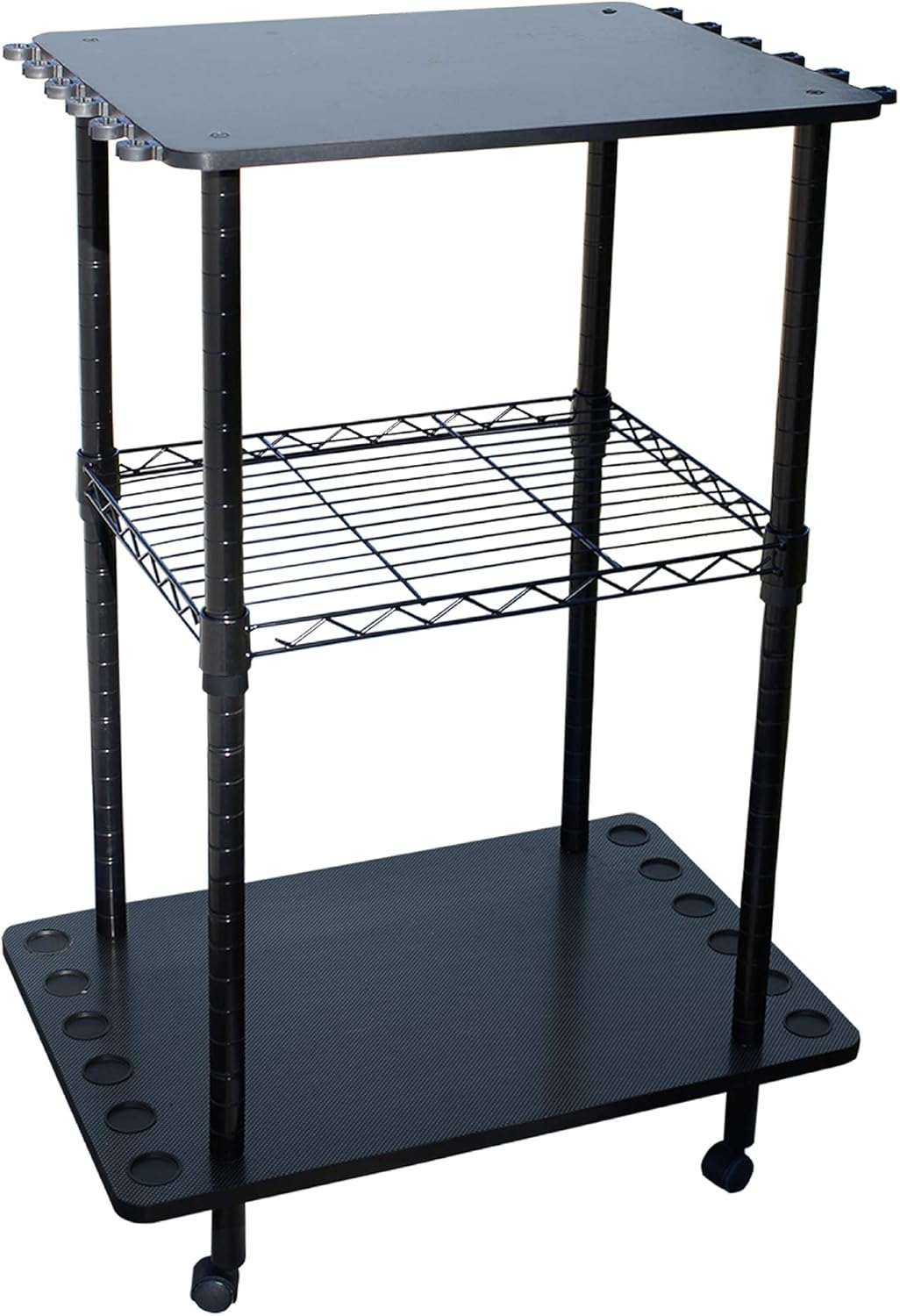 12 Fishing Rod Tackle Cart Black P9137