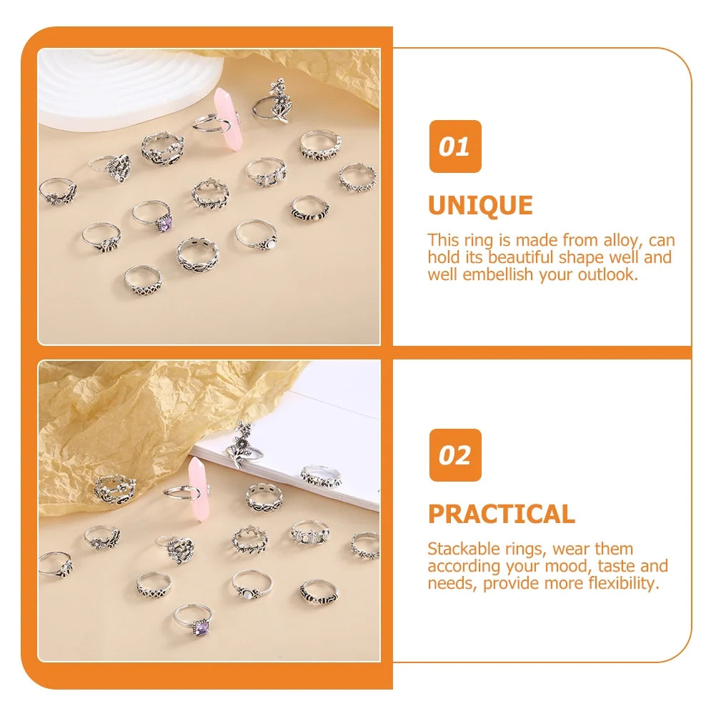 15 Pcs Beaded Alloy Knuckle Rings S23662