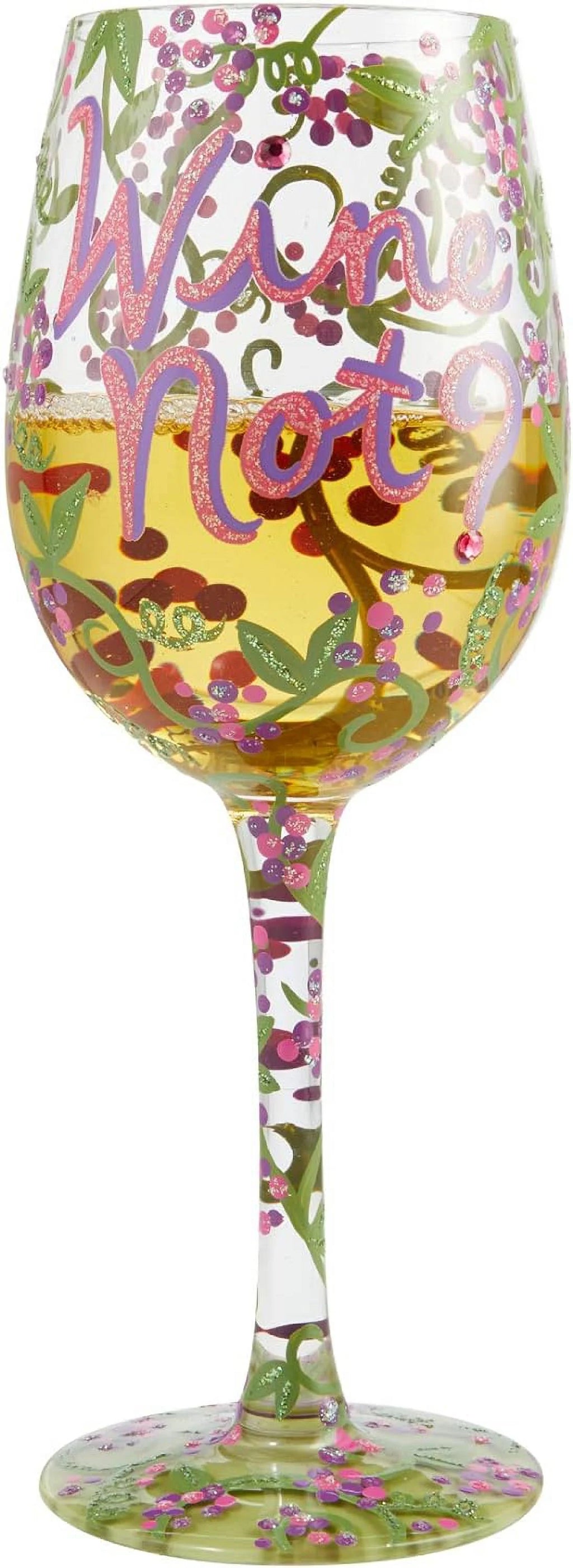 Hand-Painted Artisan Wine Glass, 1 Count, Multicolor N446
