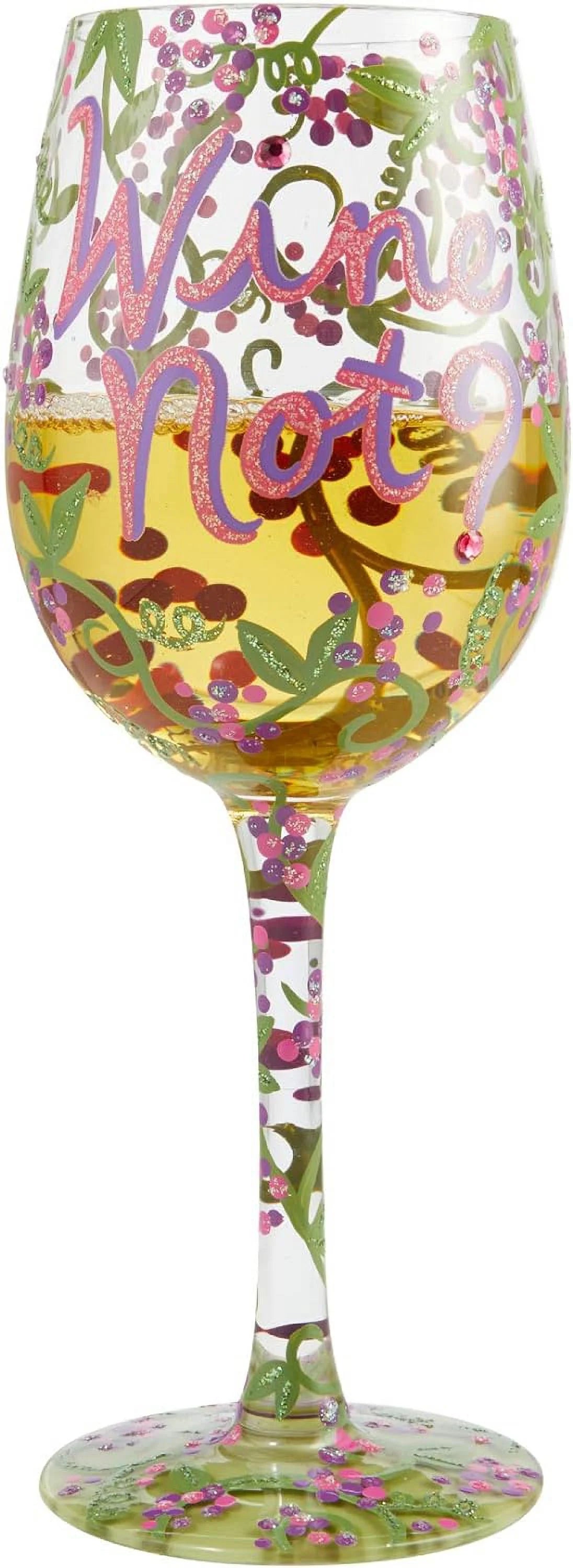 Hand-Painted Artisan Wine Glass, 1 Count, Multicolor N446