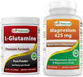 L-Glutamine Pure Powder 1 LB & Magnesium Glycinate 425 mg H20206
