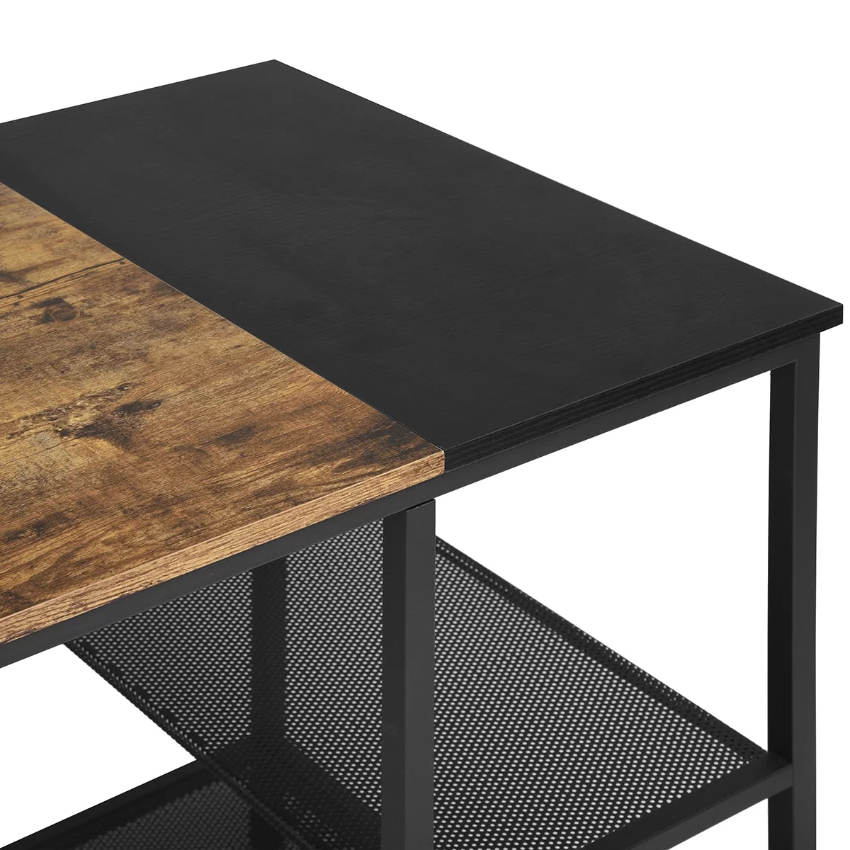 Black Study Desk with 2 Storage Shelves Metal Frame W86643