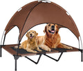 Elevated Dog Bed with Canopy, 1680D Oxford Fabric Raised Mesh Cot, Grey B943507