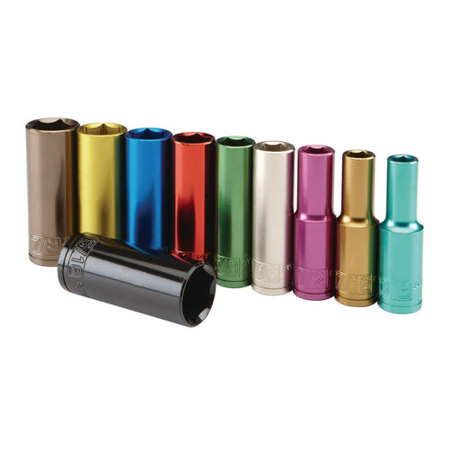 1/2 in. Drive SAE Color-Coded Deep Socket Set, 10-Piece G131