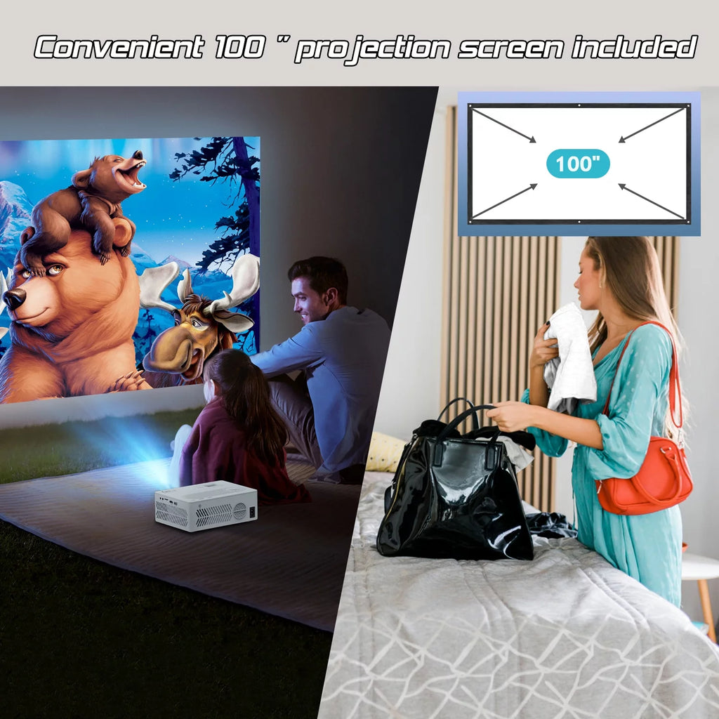 4K 1080P Wifi Bluetooth Projector with 100 Screen L46299