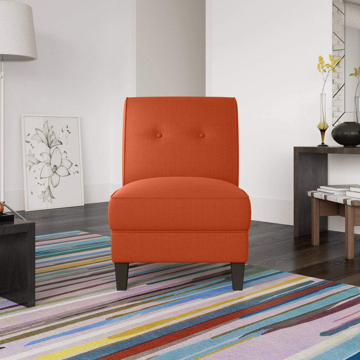 Orange Linen Armless Chair K7294