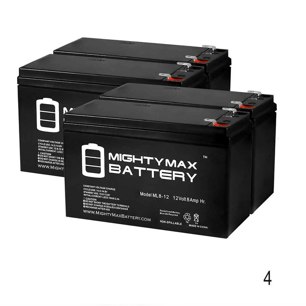 12V 8Ah SLA 4 Pack T44428