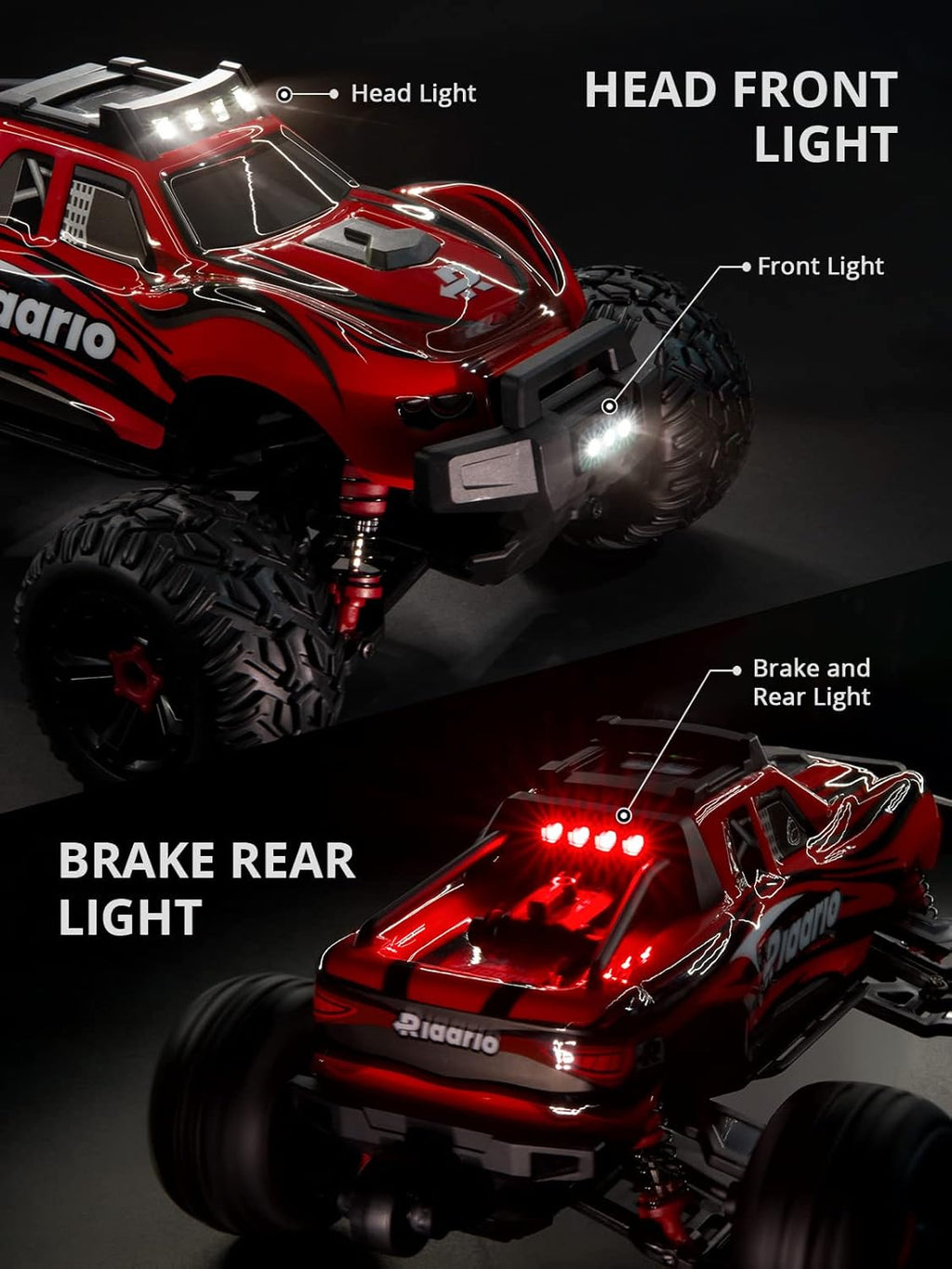 Red Black White 1:16 RC Monster Truck with 2 Batteries E93574