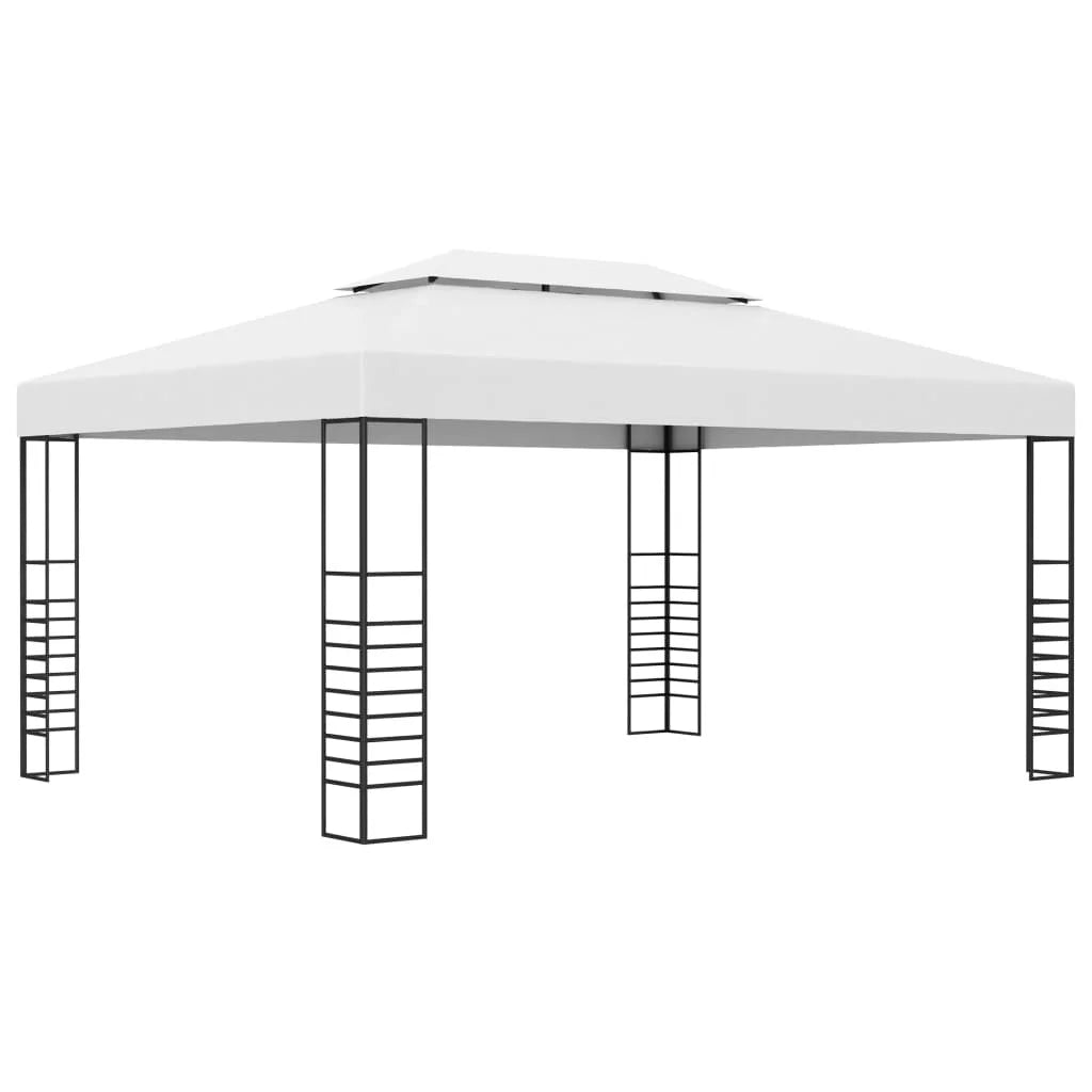 White Powder-Coated Steel Garden Gazebo B335