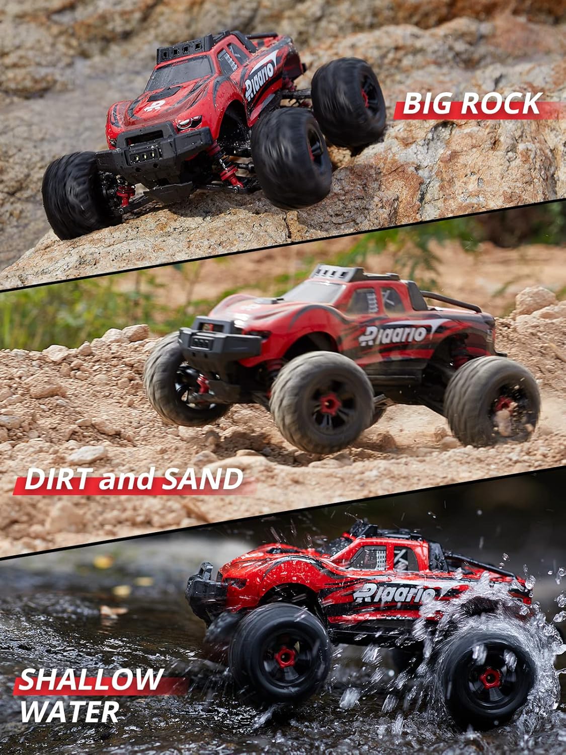 Red Black White 1:16 RC Monster Truck with 2 Batteries E93574