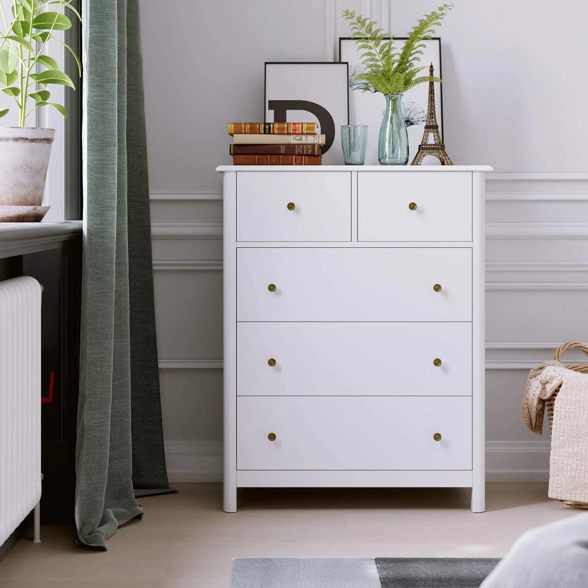 White 5 Drawer Kids Dresser P9337