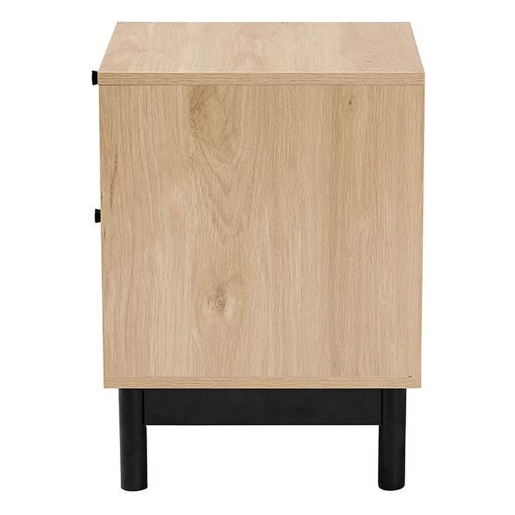 Light Brown Black Wood 2-Drawer Square End Table A464621