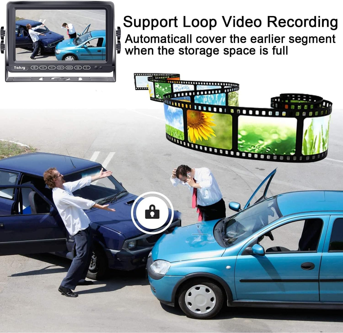 Wireless HD 1080P Backup Camera with 7 Inch Touch Key DVR Monitor F323