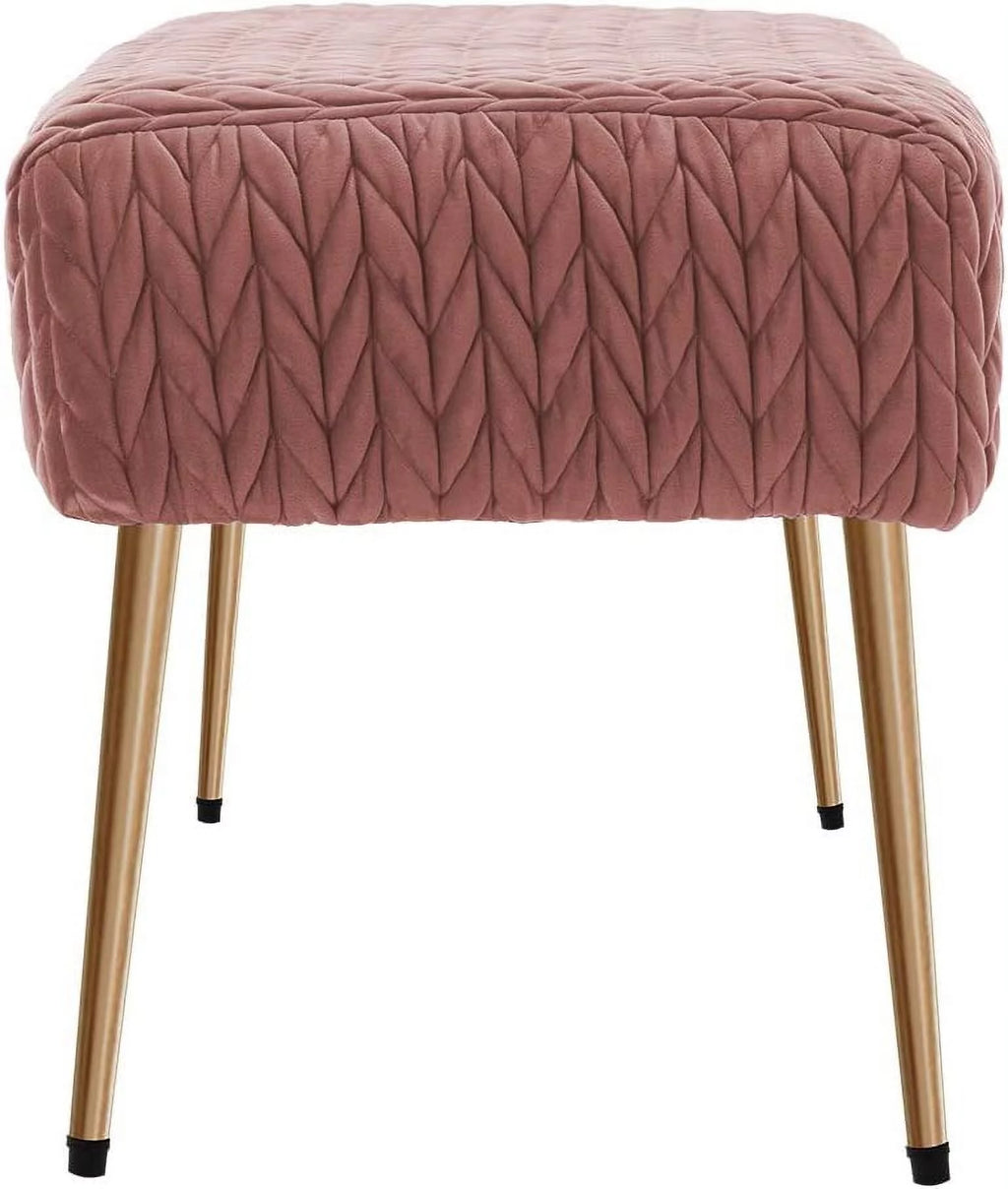 Pink Velvet Upholstered Ottoman Bench J71037
