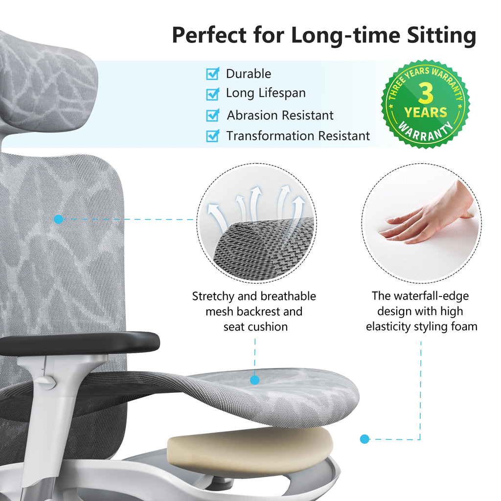Black Ergonomic Mesh Office Chair with Headrest and Lumbar Support T912