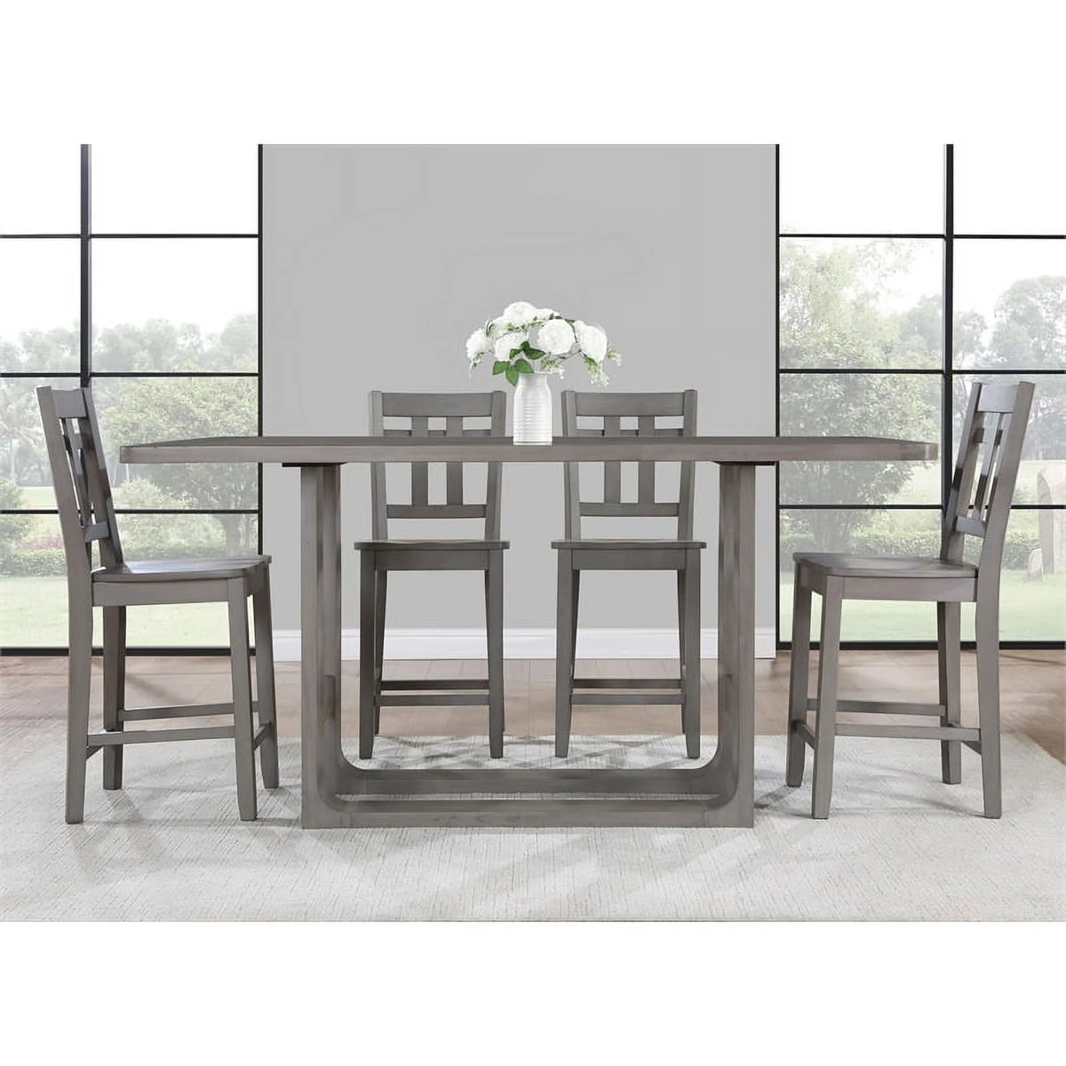 Gray Wood 5-Piece Counter Height Dining Set M551