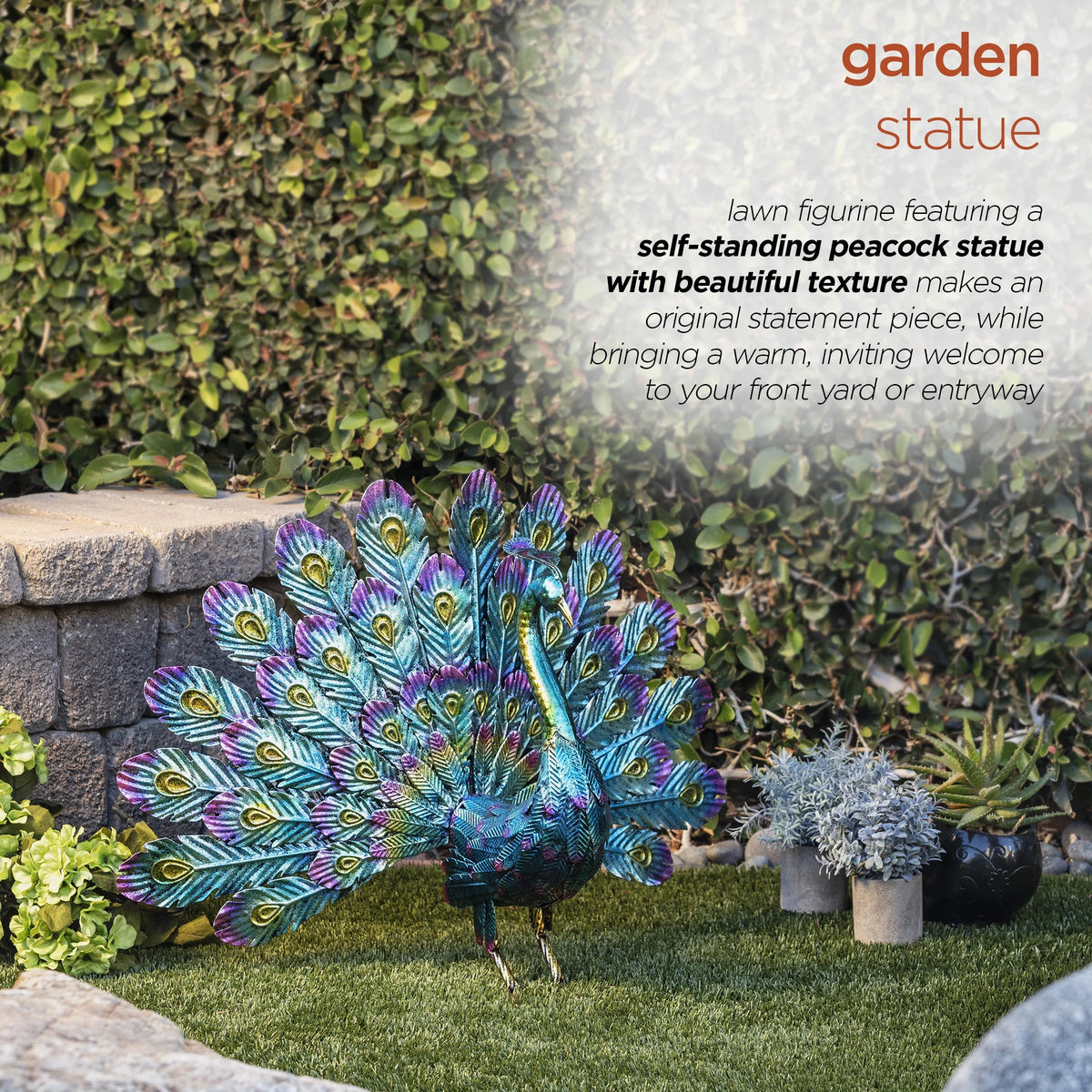 22" Peacock Garden Statue C251