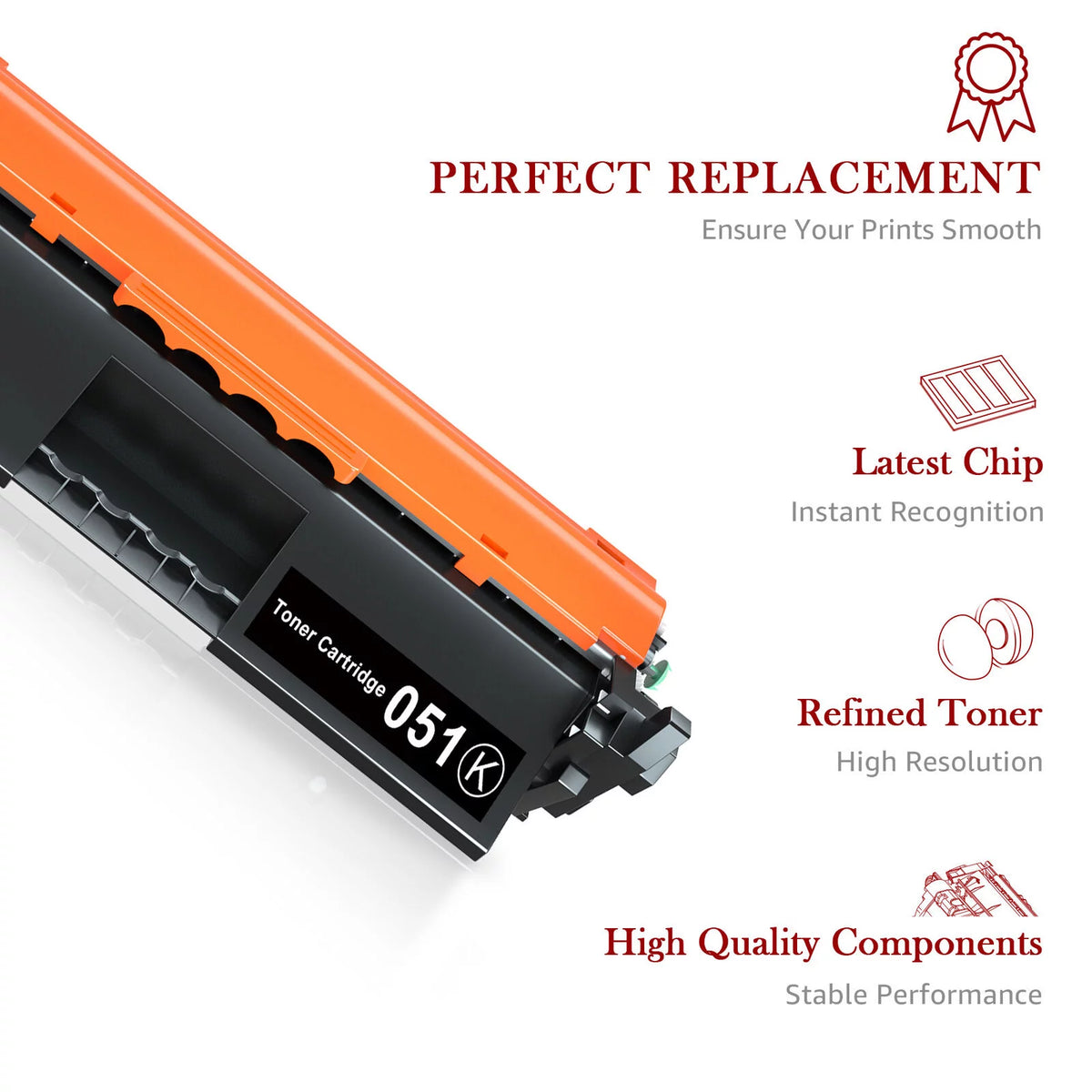 Compatible Toner for Canon 051 Printer, Black, 2-Pack K4875