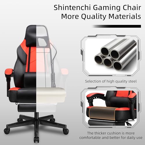 Grey Ergonomic Gaming Chair with Footrest and Massage Lumbar Support P77453
