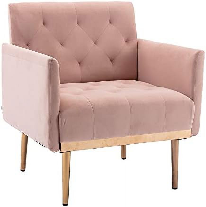 Pink Velvet Single Sofa Arm Chair with Metal Legs O304
