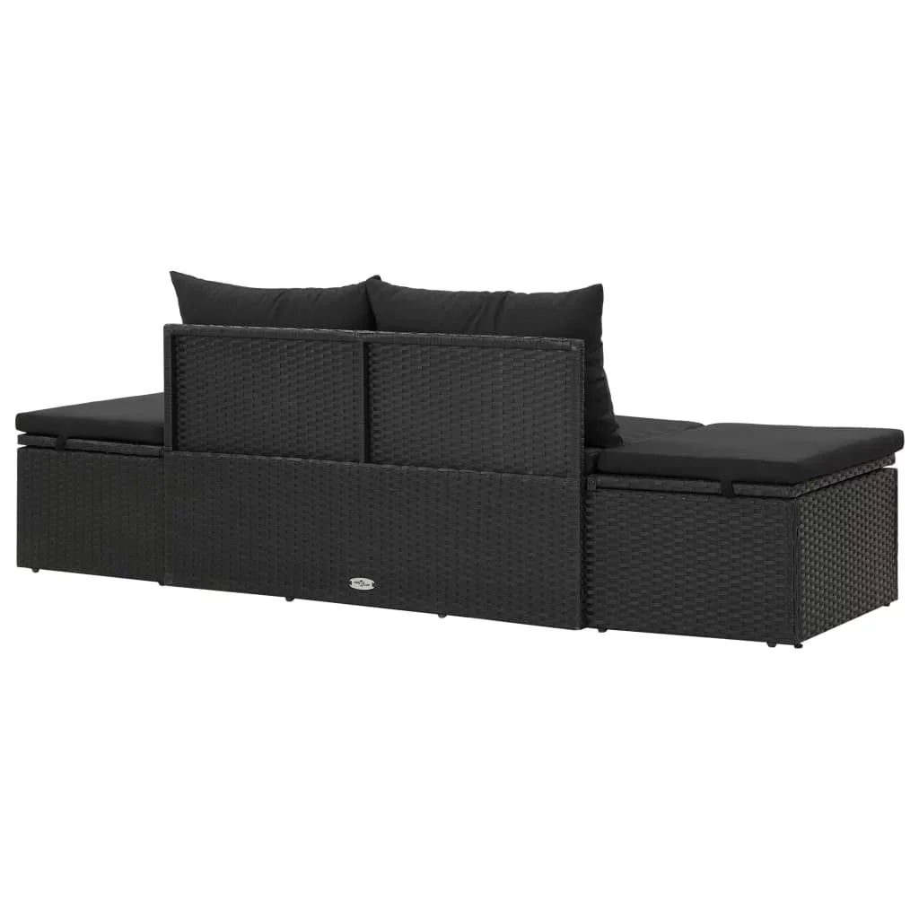 Black Poly Rattan Outdoor Sun Lounger with Cushion Z6768