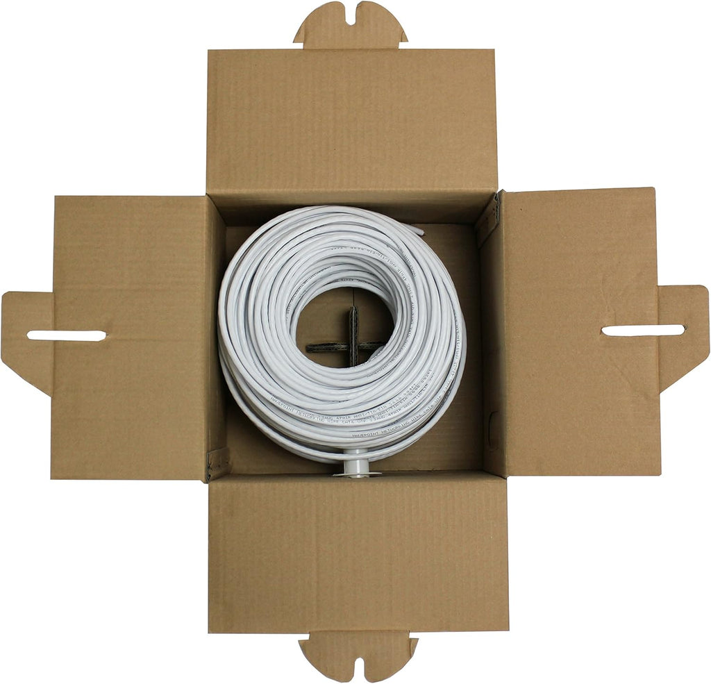 Cat6 Bulk Ethernet Cable, 250ft, White, Solid, 550MHz, 23AWG, UTP A789
