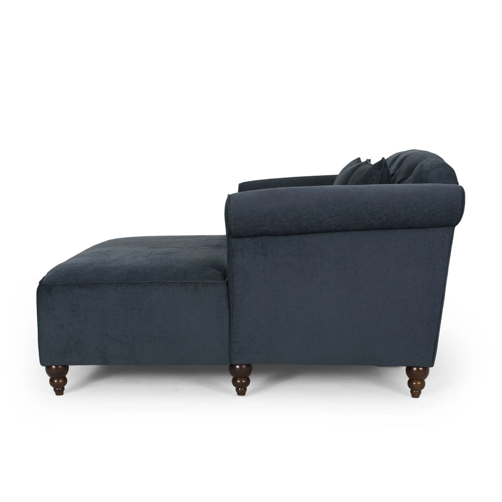 Charcoal Fabric Tufted Chaise Lounge D527