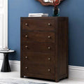 Brown Solid Wood 5 Drawers Chest U96052