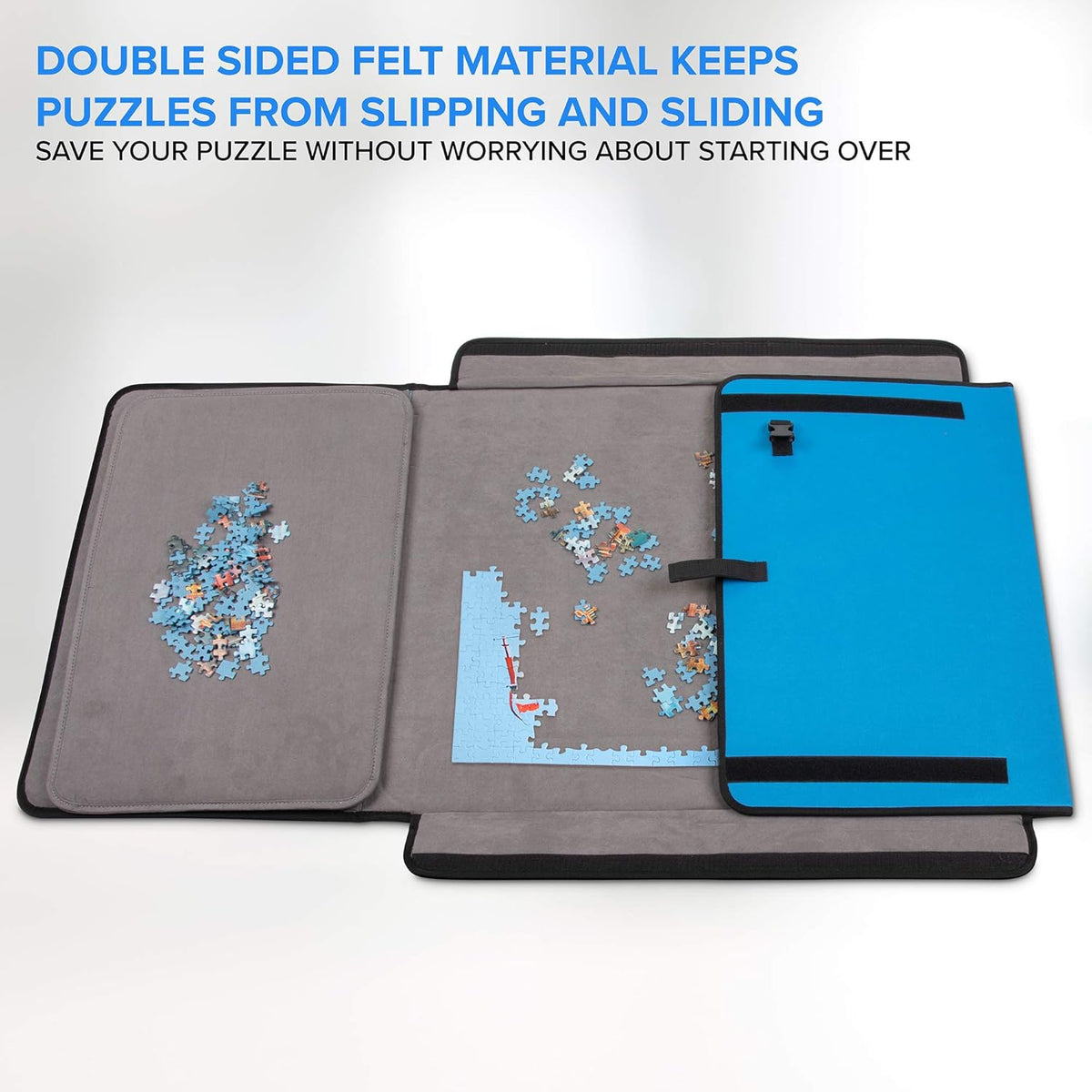 1000-Piece Jigsaw Puzzle Mat with Non-Slip Felt Surface, 2 Removable Trays, Carry Handle Pack of 2 G999