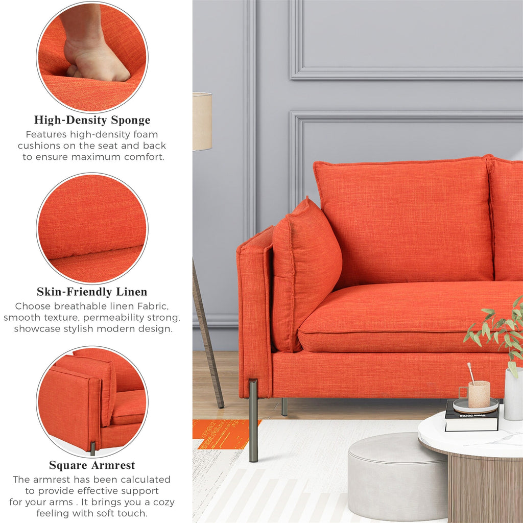 Orange Linen Loveseat and 3 Seat Couch Set T78138