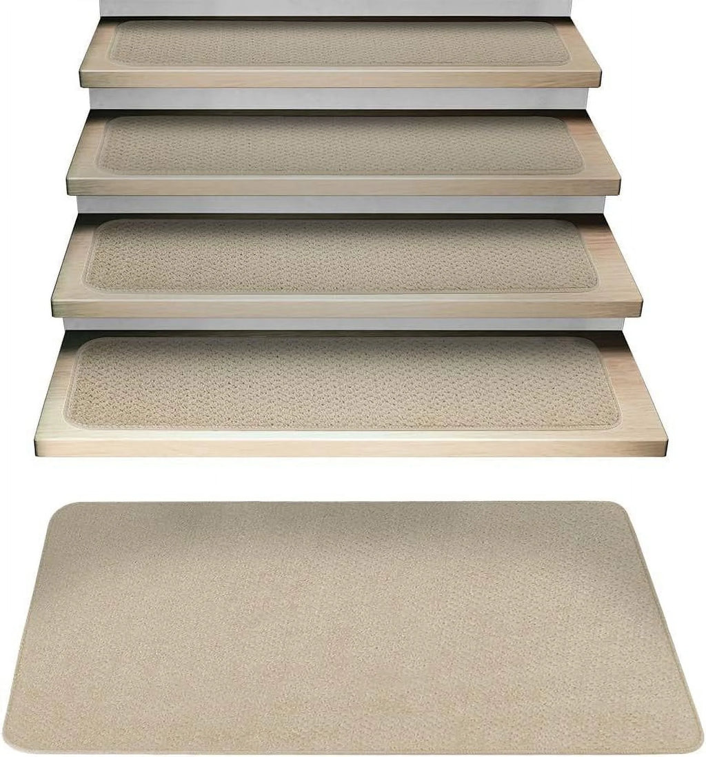 Set Of 15 Attachable Carpet Stair Treads And Matching Landing Rug U227