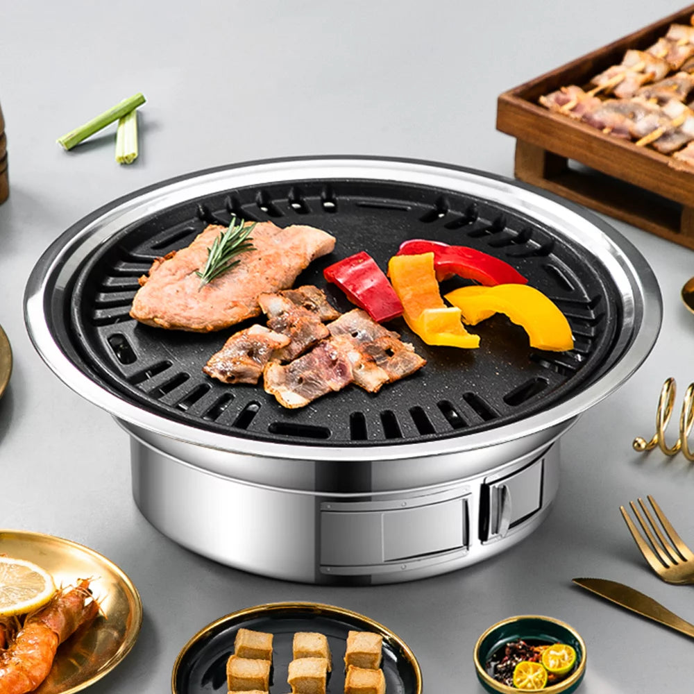 Charcoal Grill Non-stick Portable Stainless Steel BBQ Stove O127