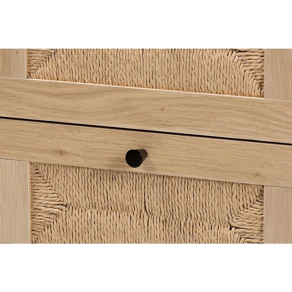 Light Brown Black Wood 2-Drawer Square End Table A464621