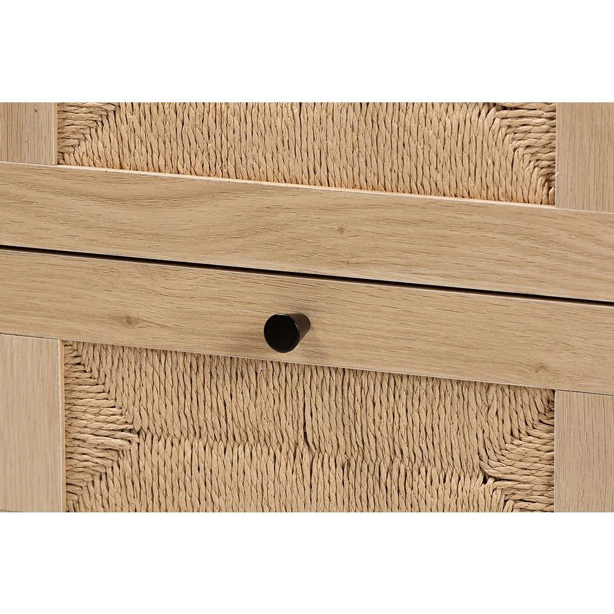 Light Brown Black Wood 2-Drawer Square End Table A464621
