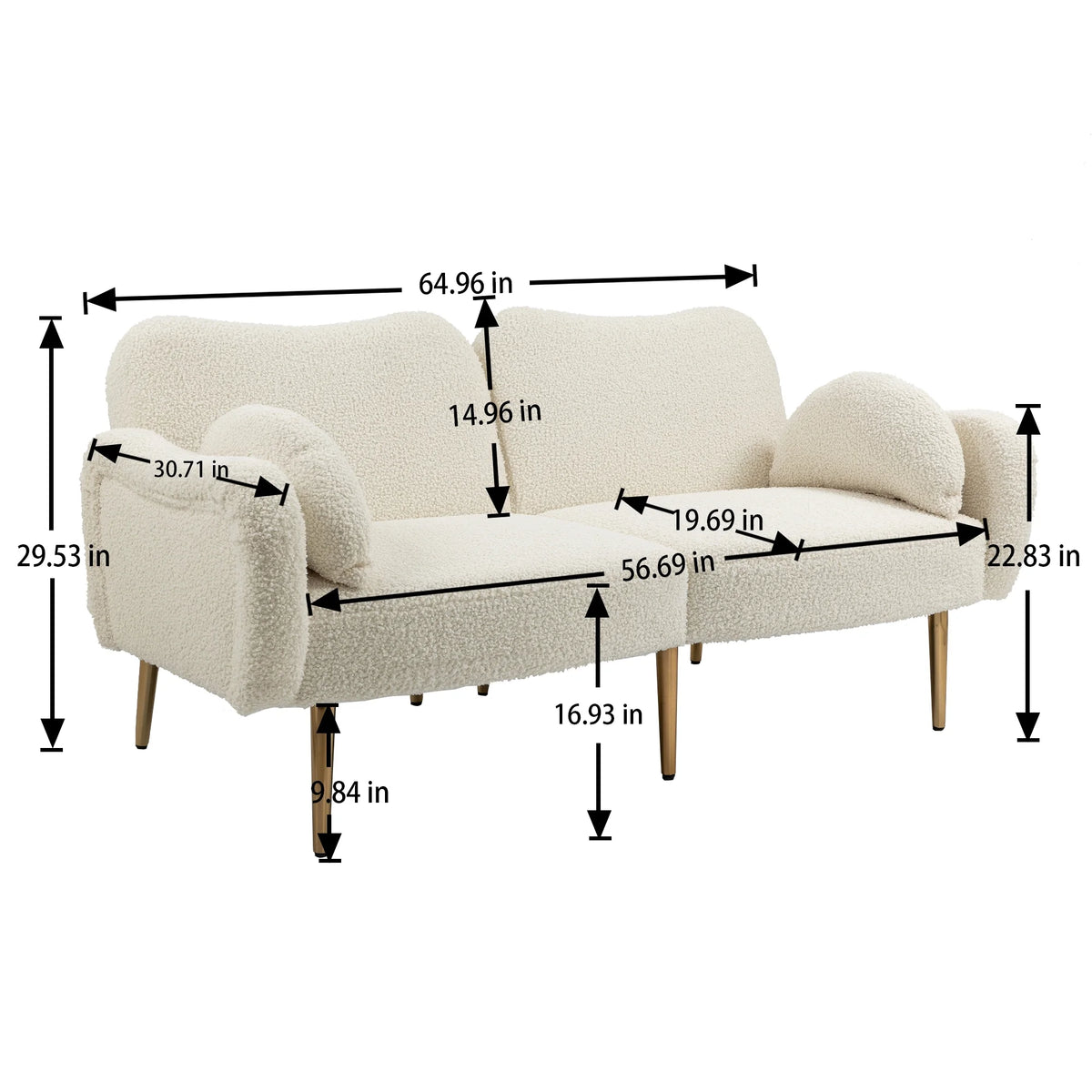 Velvet Love Seats Sofa with 2 Bolster Pillows J778706