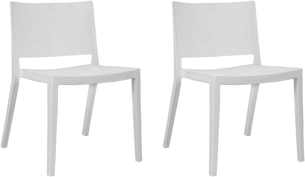 White Molded Plastic Side Chairs Set of 2 Z7467
