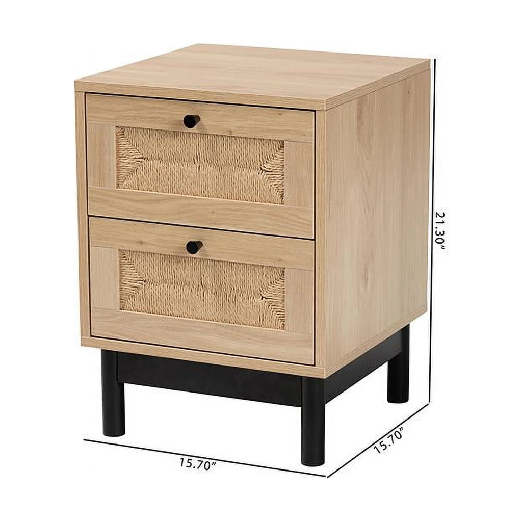 Light Brown Black Wood 2-Drawer Square End Table A464621