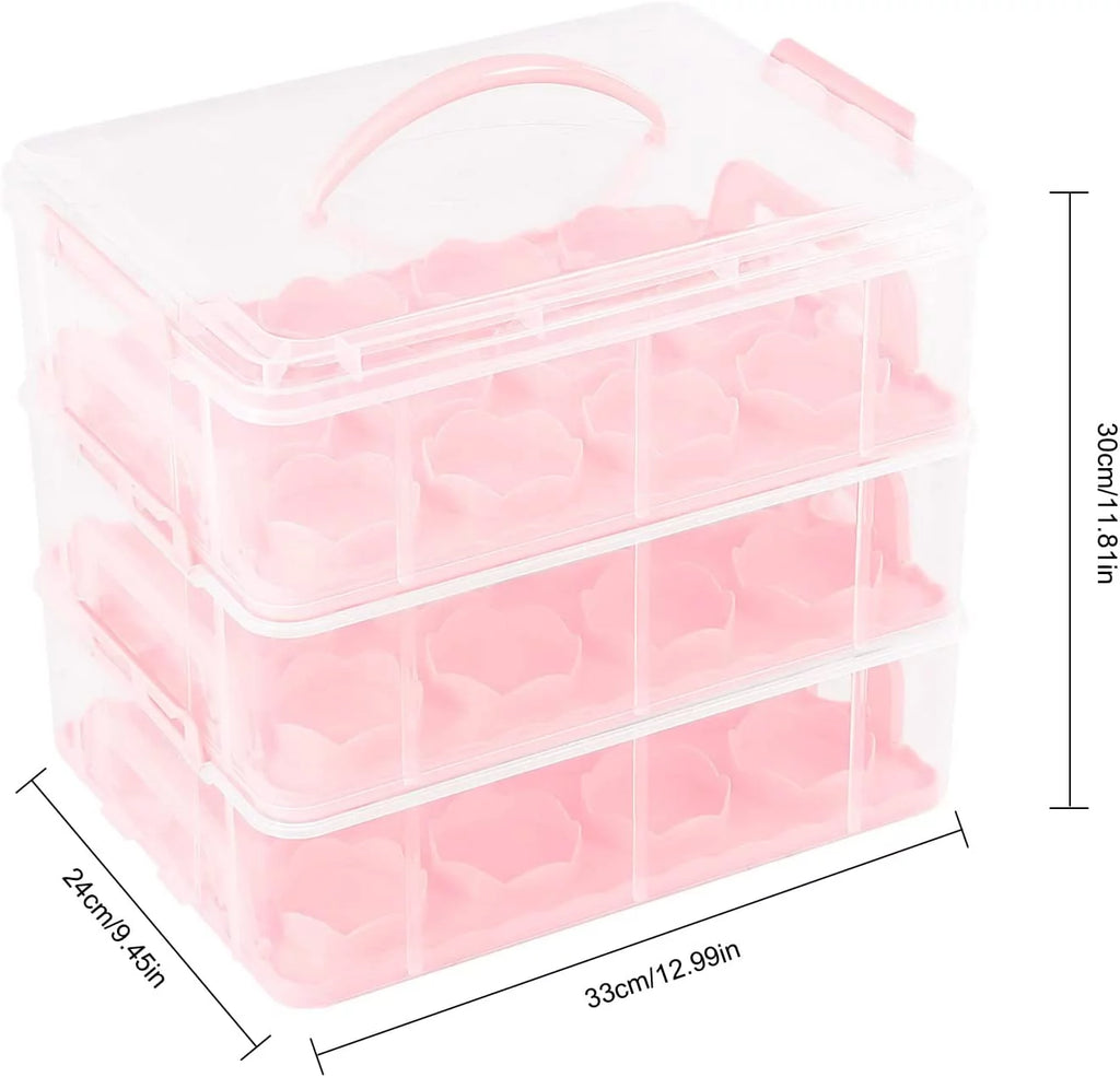36 Grid 3 Tier Cupcake Carrier Holder Rack Pink L59295
