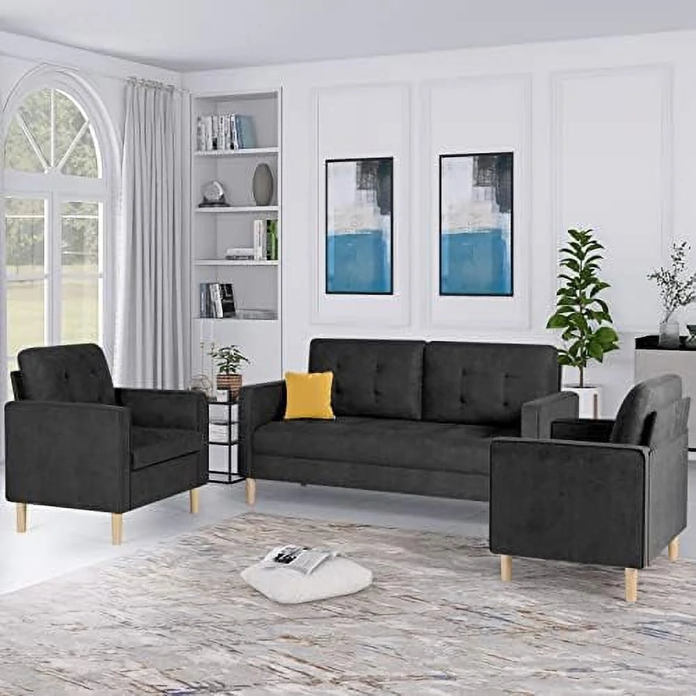 57" Tufted Loveseat and Chair Set of 2 M657