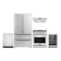 5 Piece Kitchen Appliance Package with Gas Range Dishwasher French Door Refrigerator Wine Refrigerator F134456