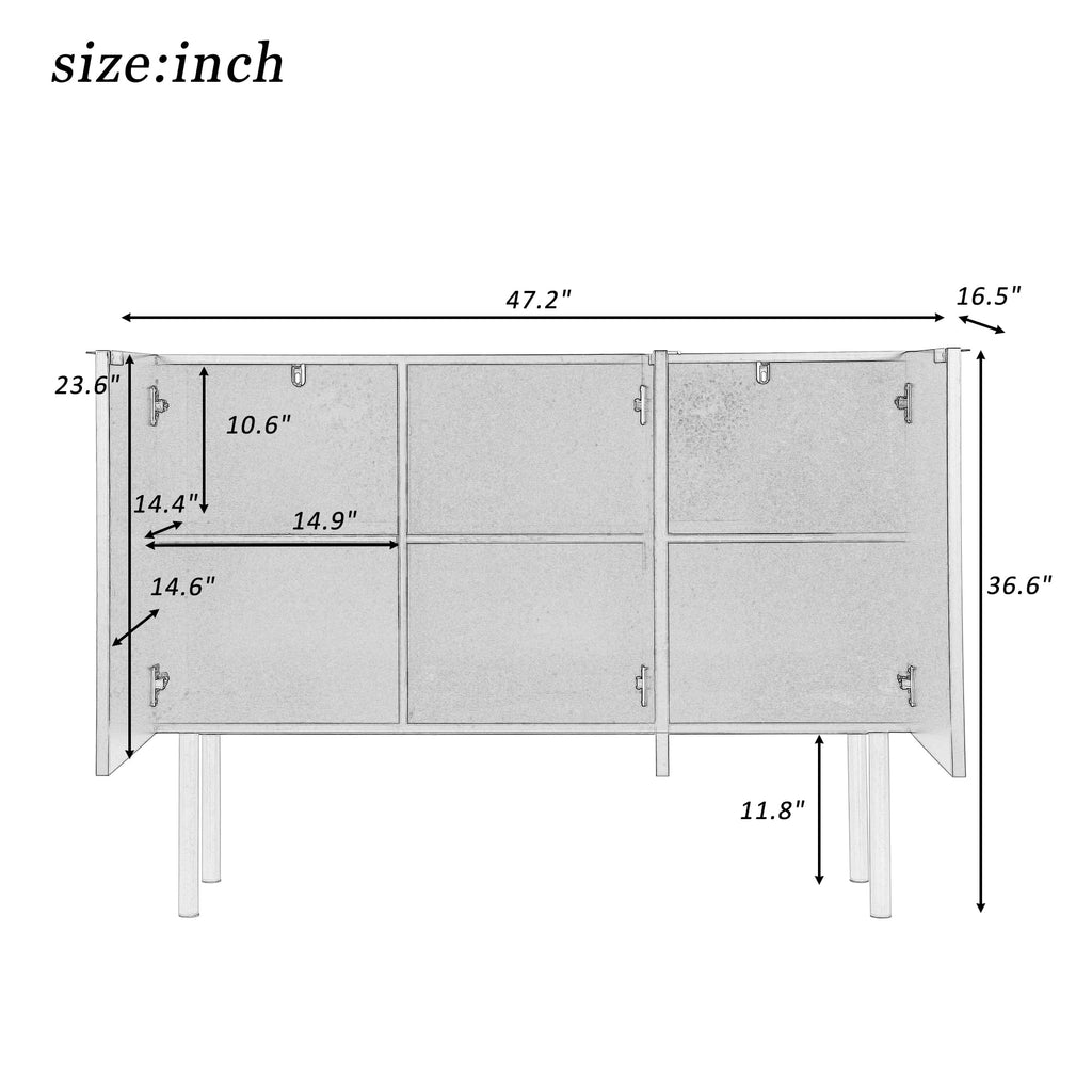 White Wood Buffet Cabinet with Storage P85064