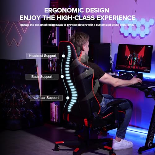Gaming Chair with Footrest Speakers Bluetooth Ergonomic X57856
