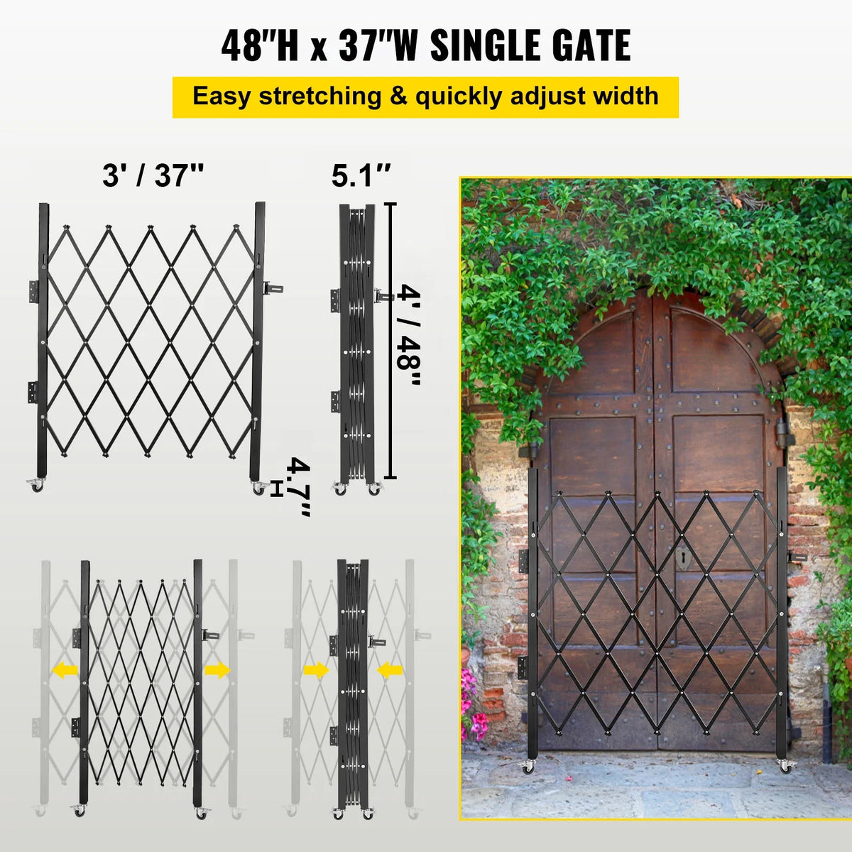 Folding Steel Security Gate with Padlock I1286