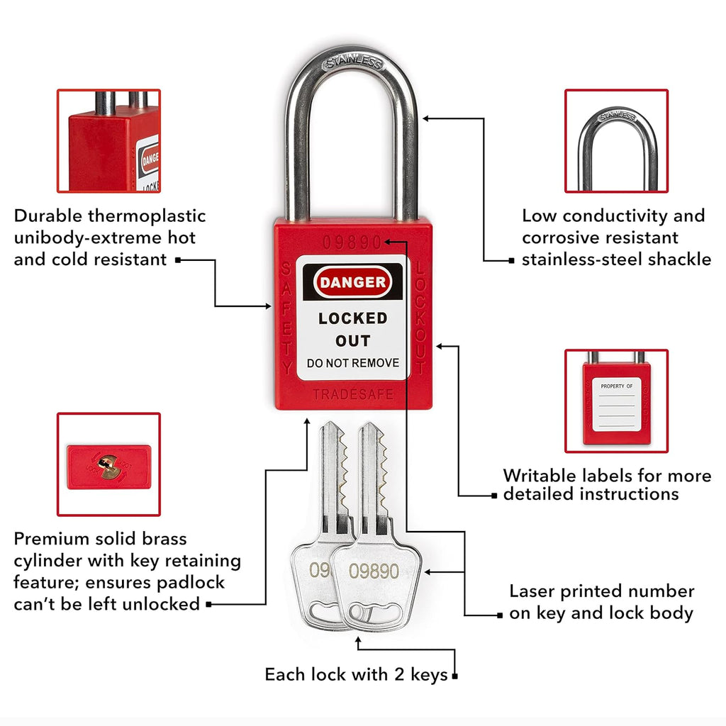 10 Padlocks Included Lockout Tagout Station with Carbon Steel Body A873