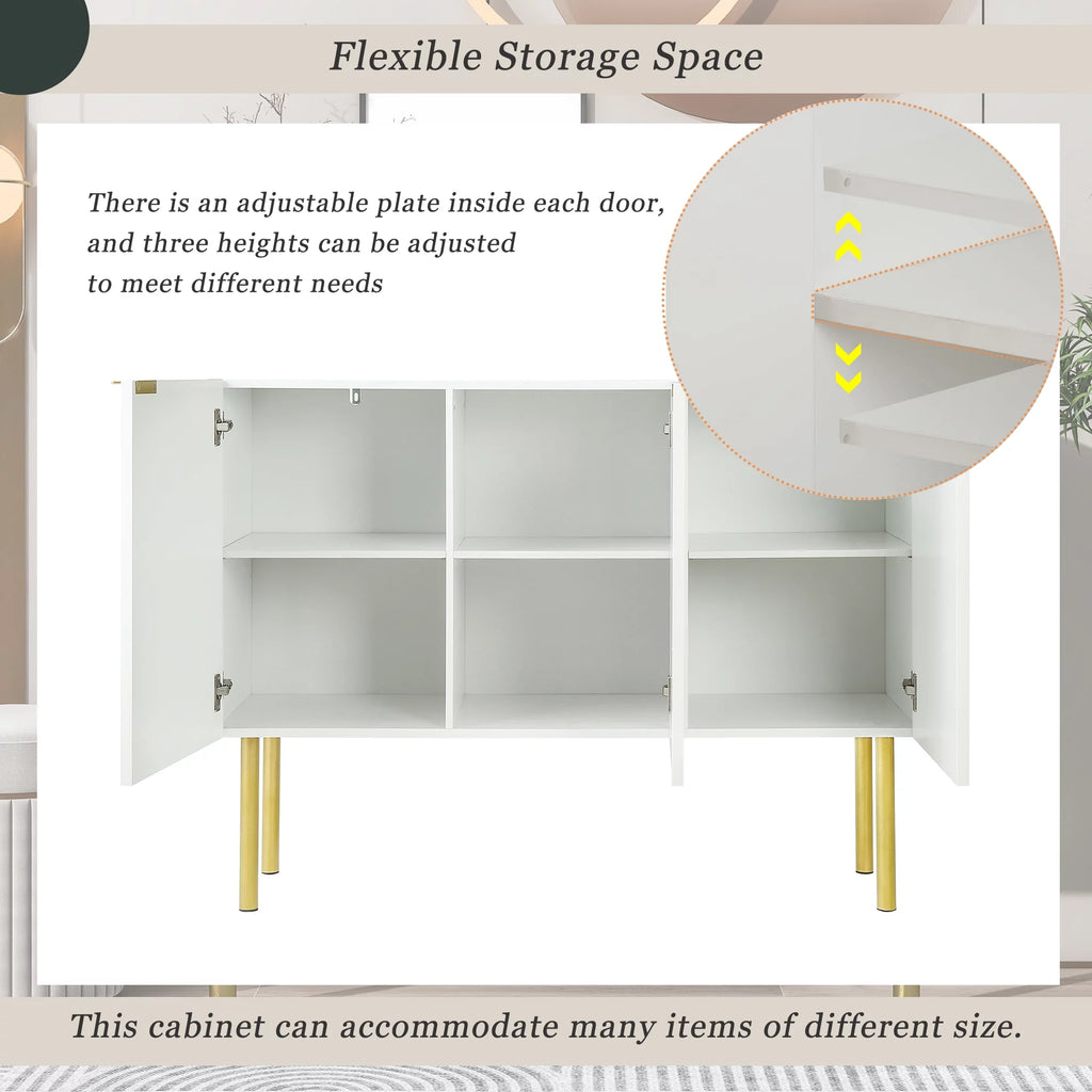 White Wood Buffet Cabinet with Storage P85064