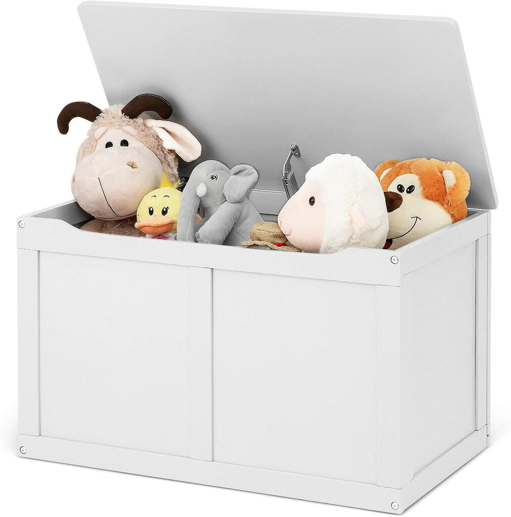 White Wooden Kids Toy Storage Chest with Flip-Top Lid D4717