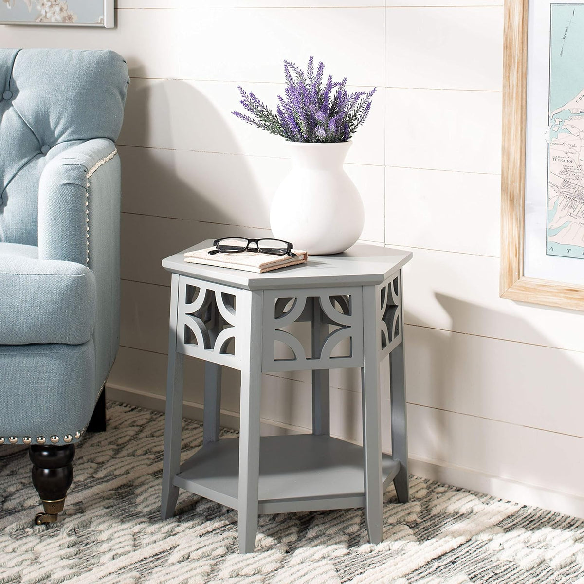 Light Brown Hexagon End Table B63709