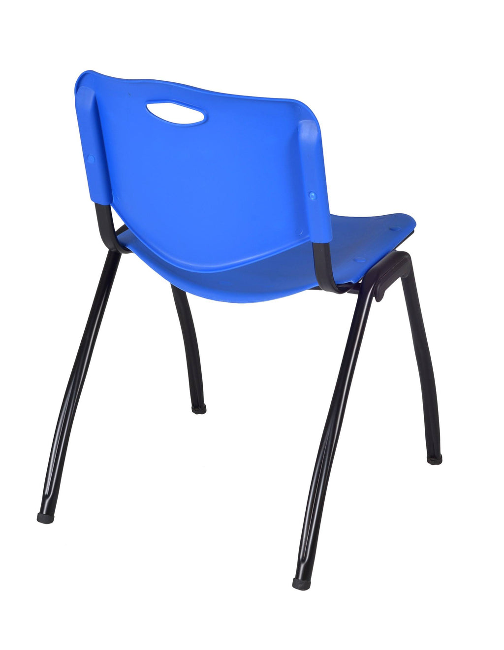 Beige Square Breakroom Table with 4 Blue Stack Chairs Q45059