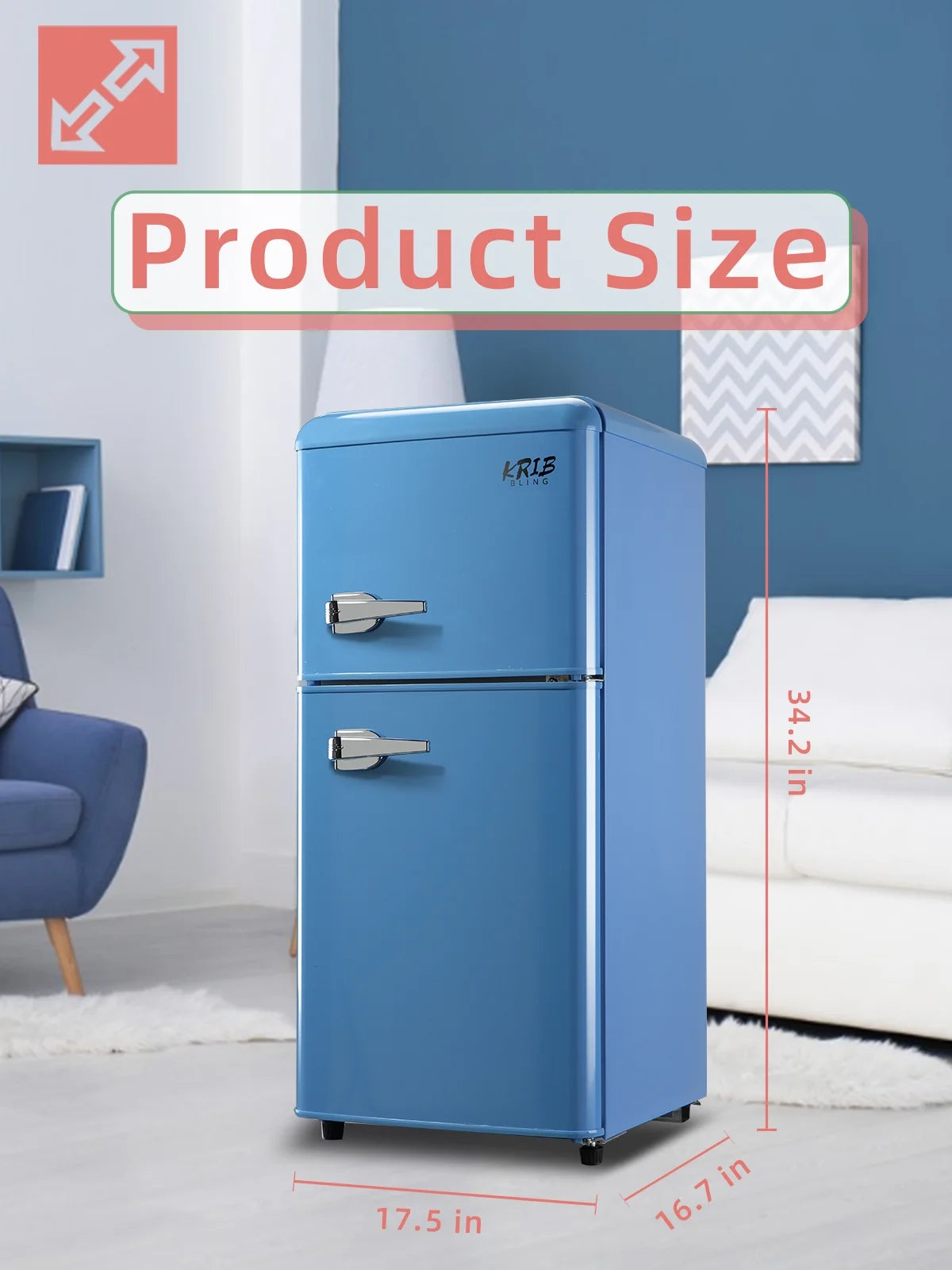Blue 3.5 Cu.ft Mini Fridge with Freezer N470