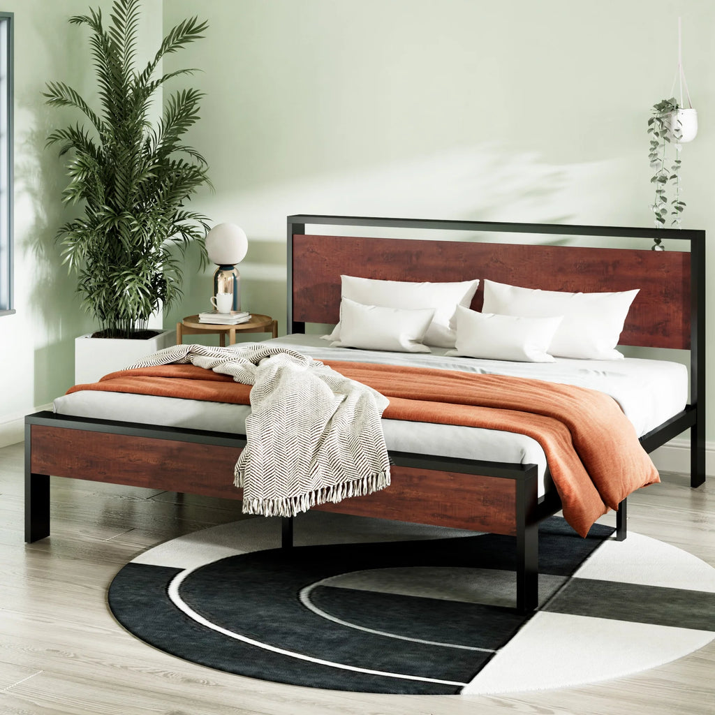 King Size Wood Bed Frame with Headboard G7473